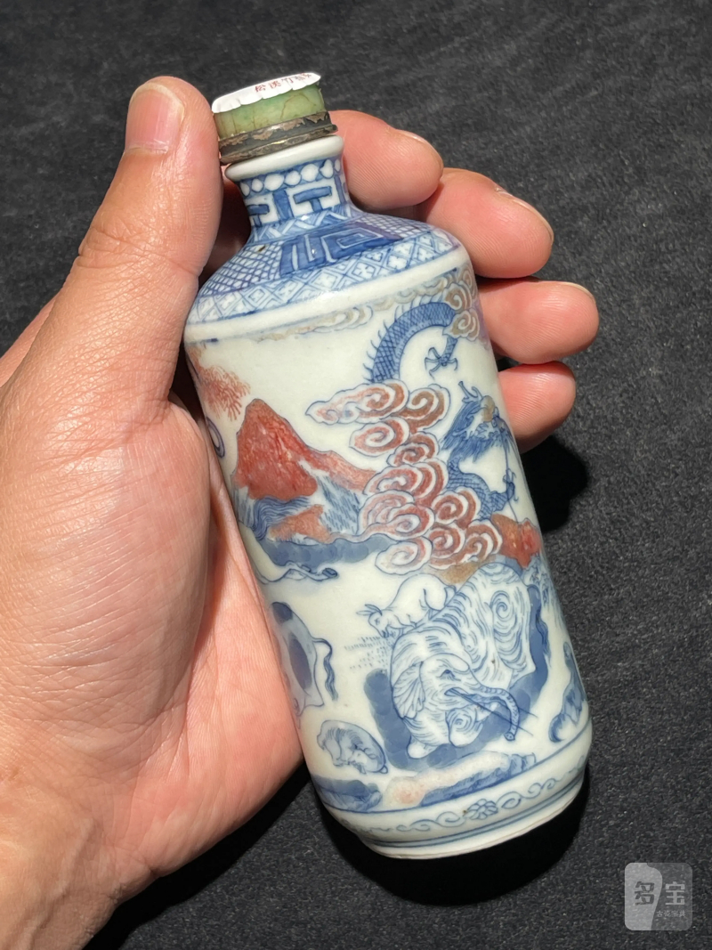 清中期 青花釉里红十二生肖纹鼻烟母壶 - 图5